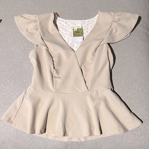 Meraki Champagne Peplum Formal Blouse